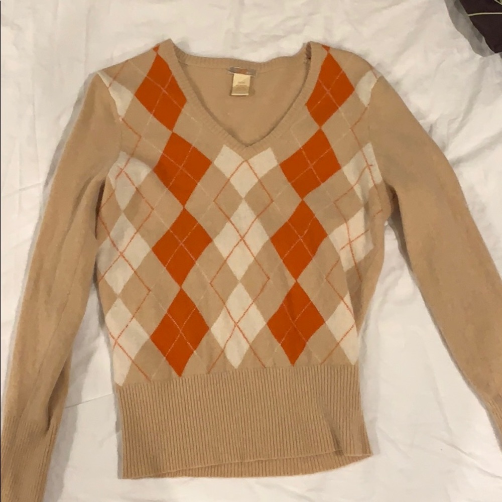 long sleeve argyle sweater